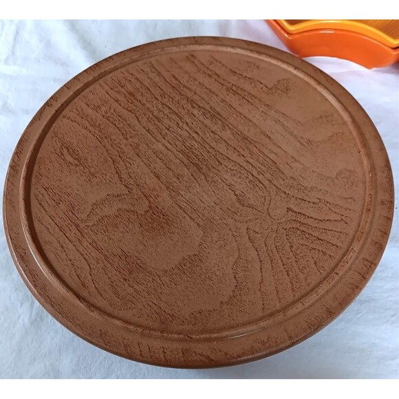 Vtg California Pottery Lazy Susan Sunflower Orange & Gold in Original Box - Picture 7 of 14